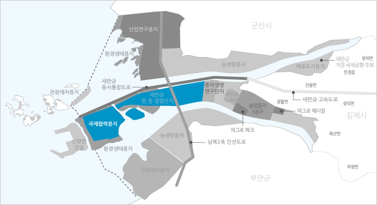 새만금 내부개발지도 복합개발용지 위치